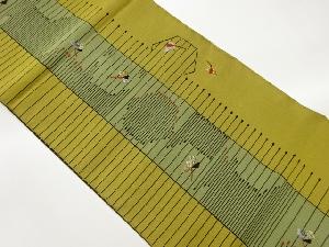 本場筑前博多横段に草葉模様織出し名古屋帯